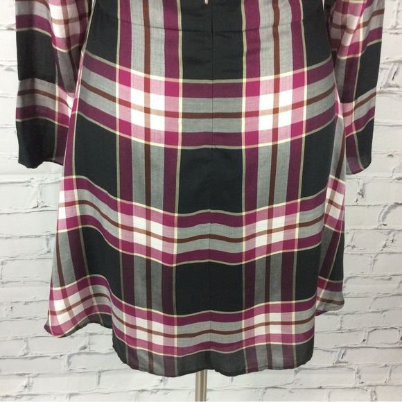 Loft Plaid Tie Back Dress, Size 12 - Picture 12 of 14